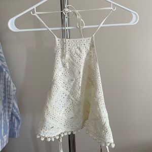 American Eagle cream bohemian halter top XS